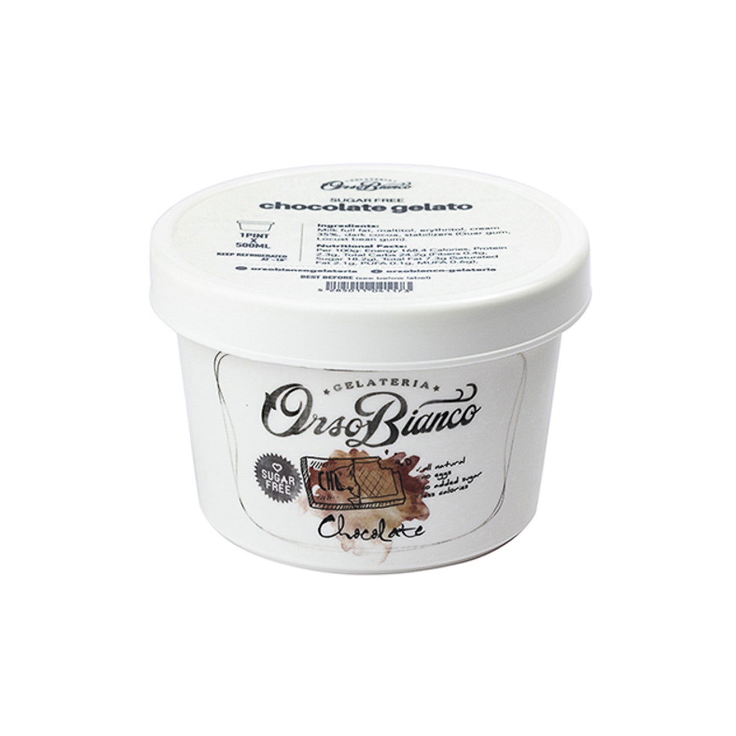 Chocolate Gelato 500ml Sugar Free