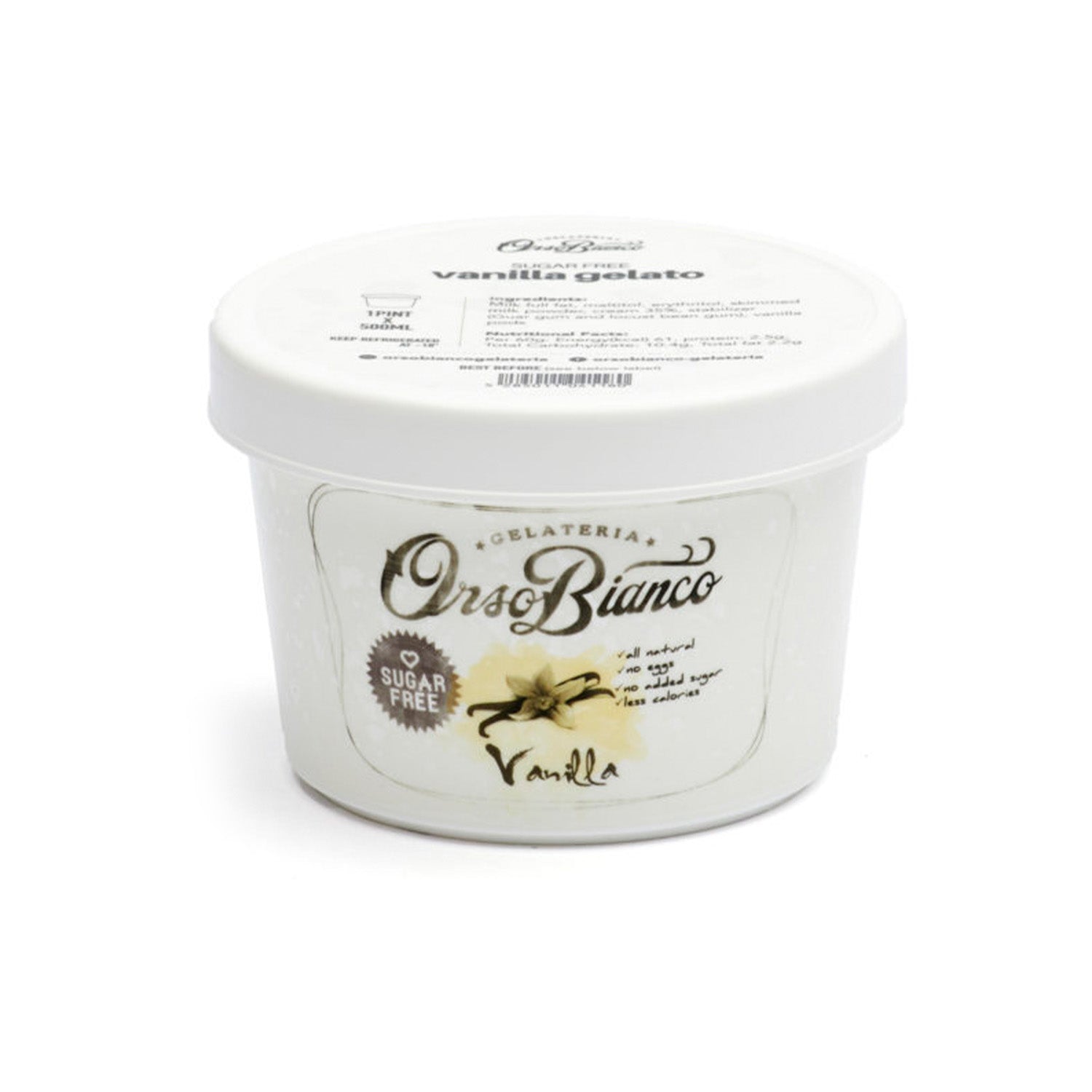 Vanilla Gelato 500ml Sugar Free